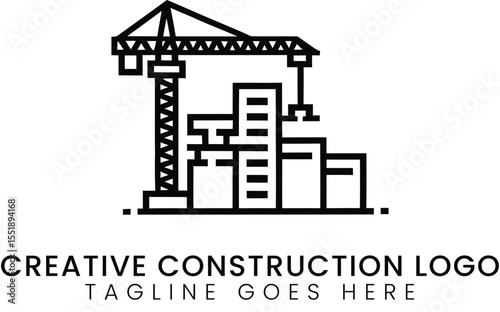 Construction company logo design building crane architecture vector art