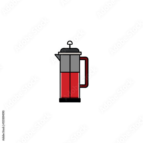 French Press Coffee Maker Vector Illustration for Manual Brewing and Kitchen Posters