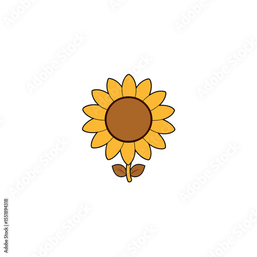 Happy Vector Sunflower with Golden Petals and Slight Curve for Cheerful Floral Art