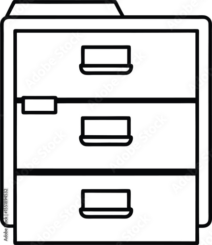 Office Filing Cabinet Line Art Design.