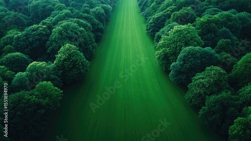 drone shot of suburban lawn being mowed in perfect lines