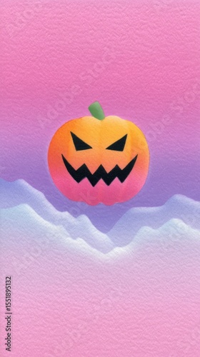 Pastel Pink Halloween Pumpkin Greeting Card