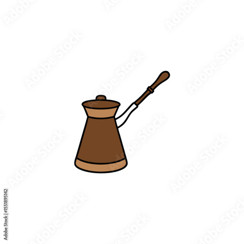 Turkish Coffee Pot Cezve Vector Illustration for Traditional Brewing and Kitchen Decor
