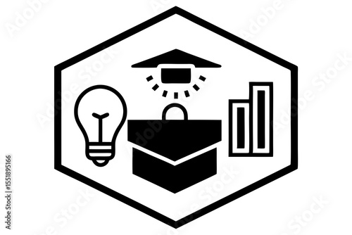 Business Education Icon with Briefcase and Lightbulb