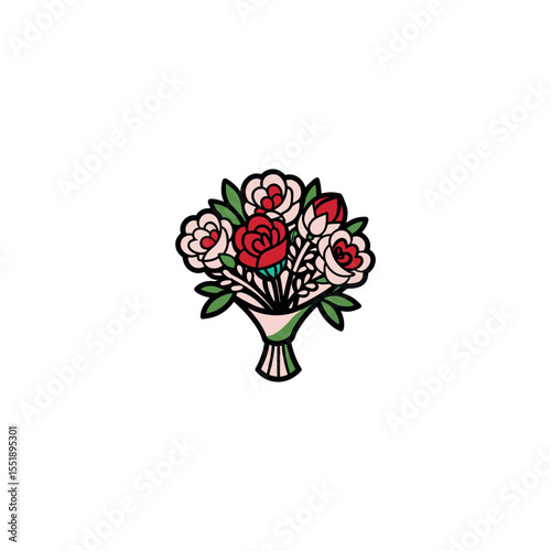 Wedding Bouquet Vector Art for Floral Arrangement and Elegant Bridal Decor Themes