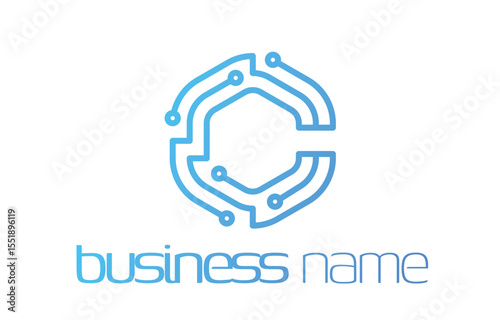 Letter C Circuit Logo Template