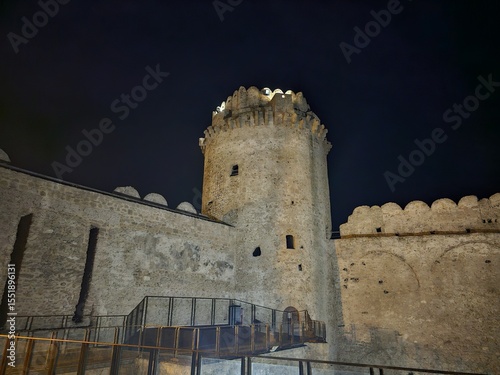 Castle Tower Illuminated at Night
