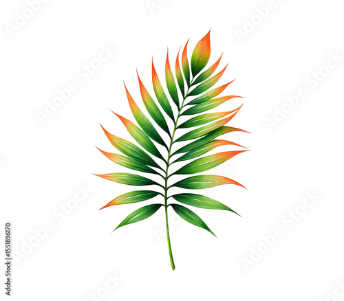 Tropical Palm Leaf Isolated PNG on Transparent Background Design