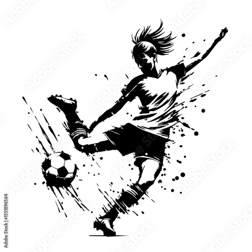 Soccer player Silhouette Grunge Splatter and Dripping Spray Effects