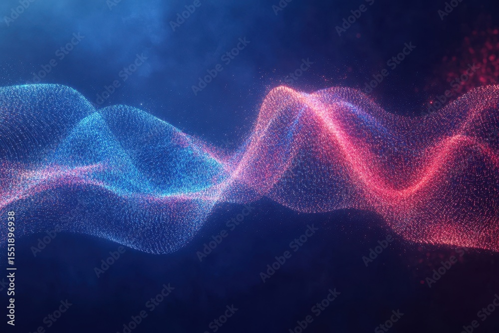 Fototapeta premium Abstract Vibrant Waves of Light in Blue and Pink Shades