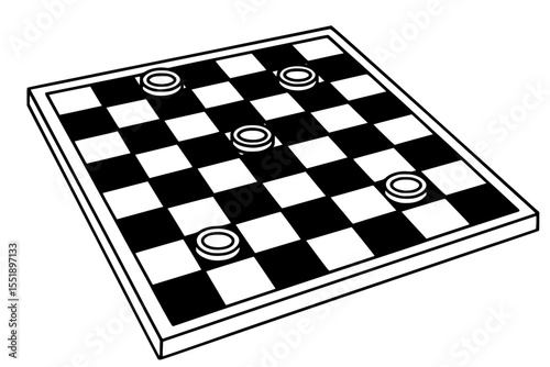 Vector Checkers Game Board Perspective