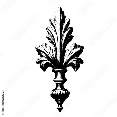 Ornament of classical antique vase with floral motif, halftone