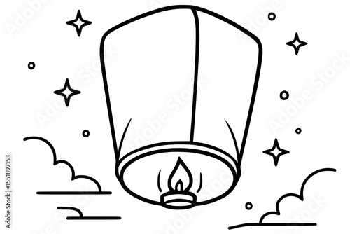 Floating Lantern Silhouette Vector Illustration