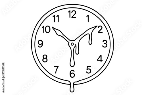 Melting Clock Surreal Vector Illustration