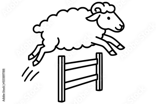 Jumping Sheep Vector Illustration