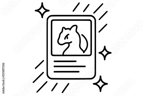 Holographic Trading Card Vector Icon with Shiny Effects