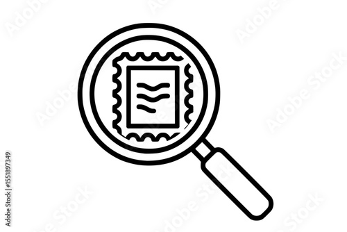 Postage Stamp Under Magnifying Glass Vector Icon