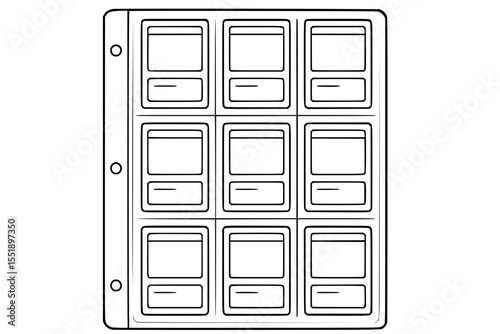 Vector Illustration of Trading Card Binder Page with Slots