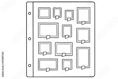 Stamp Album Page Vector Illustration with Perforated Frames