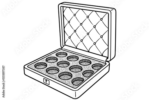 Vector Illustration of Vintage Coin Storage Box Outline