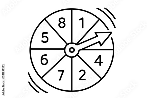 Vector Illustration of Game Spinner Wheel with Numbers