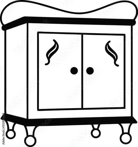 Stylish Cabinet with Music Note Handles.