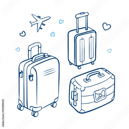 Realistic 3D Travel Suitcases Flat Vector Icons