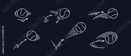 Tennis ball trajectory of bounce Sport doodle sign