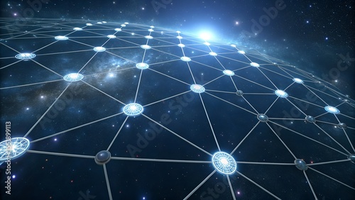 Abstract Global AI Network: Neural Connections and Data Flow in Space