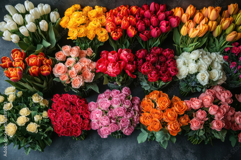 Fototapeta premium Colorful flowers in a vibrant bouquet.