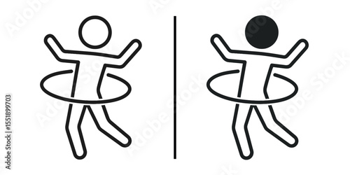 Hula Hoop Icon: An illustration of hula hoop, embodies physical activity, playful interaction, and wellness through minimalistic icons.