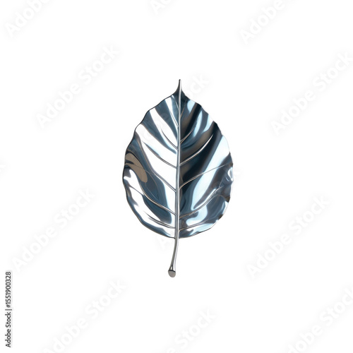 Metallic Silver Leaf Abstract Nature and Design Element