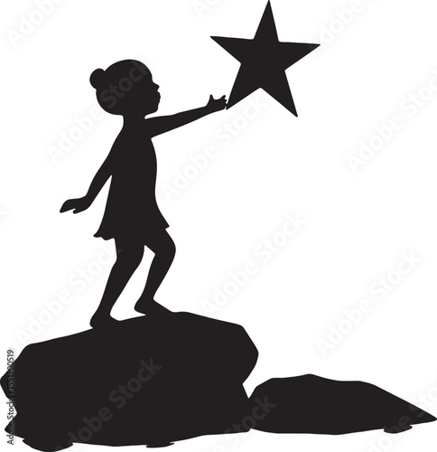 silhouette of a girl with magic wand