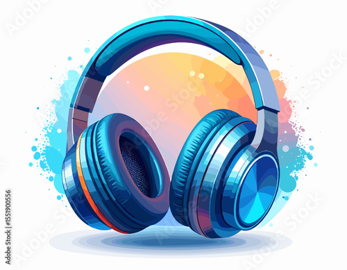 Aqua Blue Headphones with Vibrant Pixelated Background and Stylish Design for Professional Audio and Personal Music Enjoyment