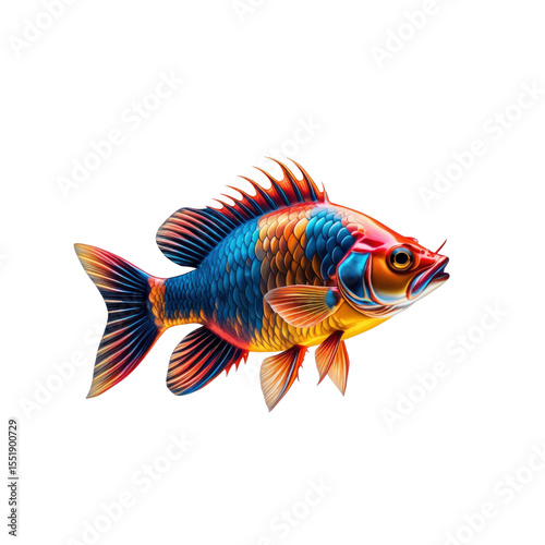Vibrant Koi-like Fish, Digital Art Illustration