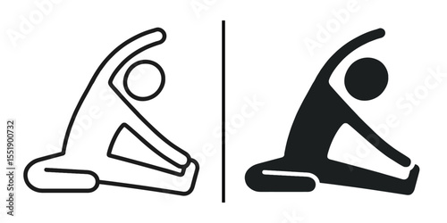 Dynamic Duo of Flexibility: A minimalist portrayal of a person in two distinct styles of stretching posture, outlining the core concepts of wellness and movement in modern graphic design.