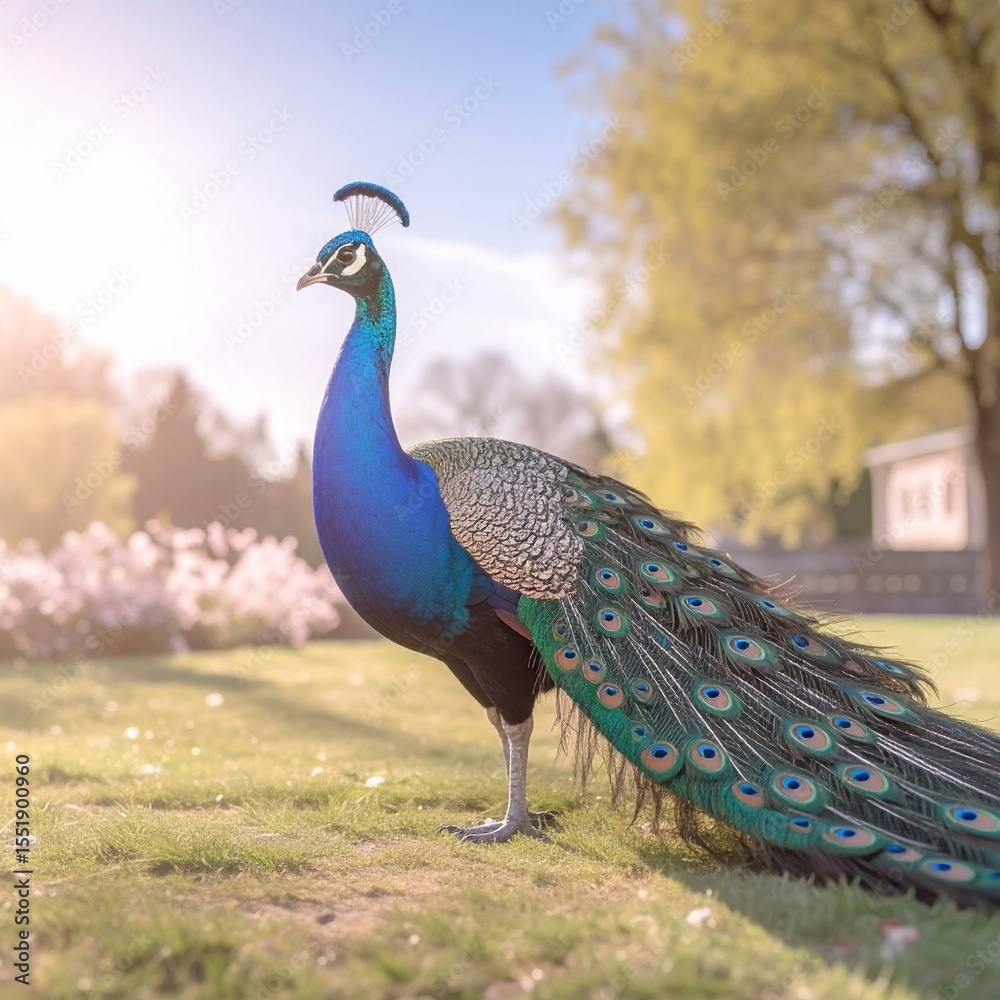 Fototapeta premium detailed close up image of a peacock