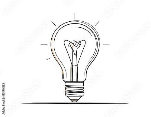 Close Up Light Bulb Sketch on White Background Represents Innovation Energy Solution Creative Thinking and Business Acumen