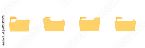 Folder icon set for digital documents and files storage as vector illustration.
