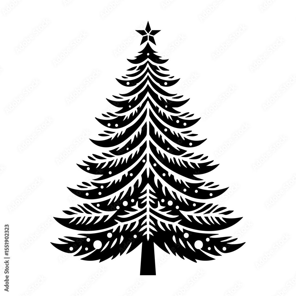 Obraz premium A classic Christmas tree silhouette perfect for holiday decor and festive designs. Its minimalist outline brings timeless Christmas charm to any project.