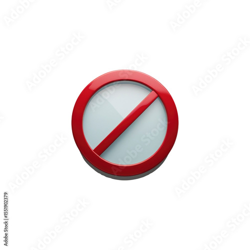 3D Render of a Red Prohibition Sign No Entry Symbol