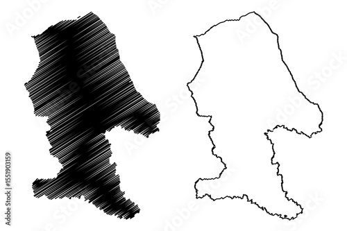 Baotou City (People's Republic of China, Inner Mongolia Province) map vector illustration, scribble sketch City of Paotow map
