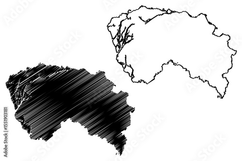 Dongguan City (People's Republic of China, Guangdong Province) map vector illustration, scribble sketch City of Tungkun or Tungkuan map