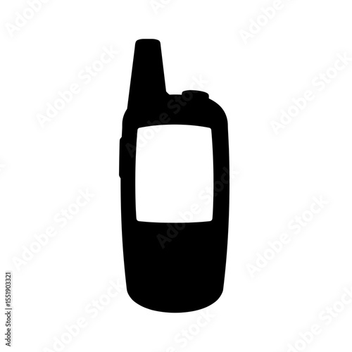 Silhouette of a handheld communication device on a plain background  