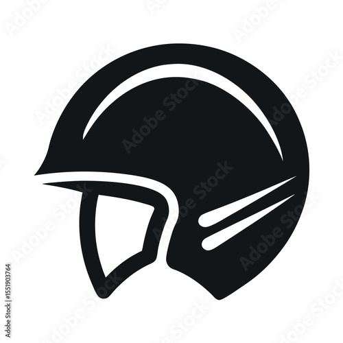 Protective helmet silhouette icon. Elegant line art vector for work and sport safety.