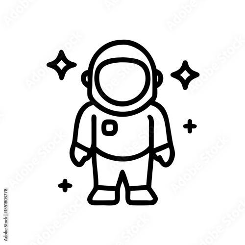 An astronaut in a spacesuit surrounded by stars isolated on white background