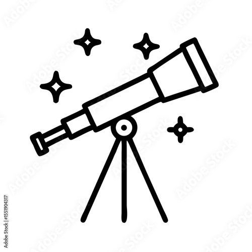 A telescope stands ready for astronomical observation isolated on white background