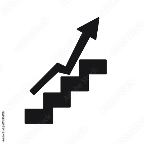 Growth trend arrow moving up on stairs graphic design concept  