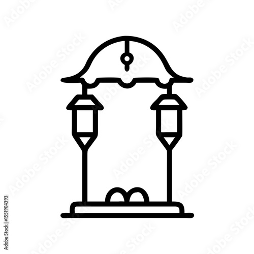 A vintage wishing well stands isolated on white background