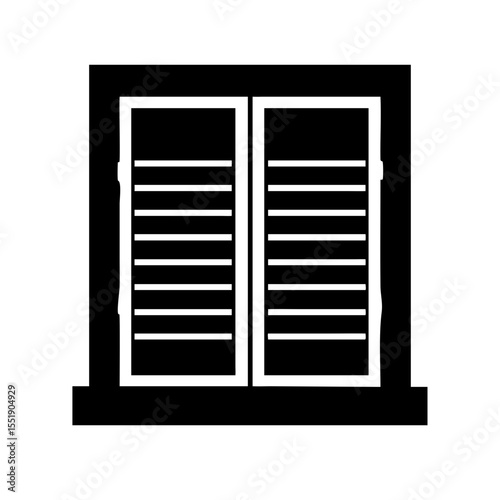 A window with shutters providing light and privacy isolated on white background for architectural and design concepts